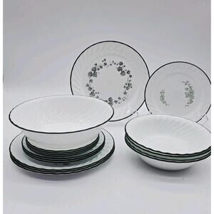 Corelle Callaway 17 Dinnerware W/ Salad Bowl Made In USA 1990's